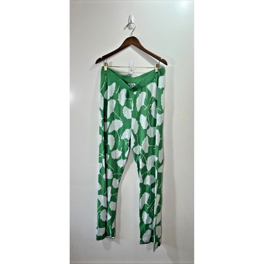Diane Von Furstenberg Womens Pants XL Wide Leg Pull on Abstract Cottage Comfy